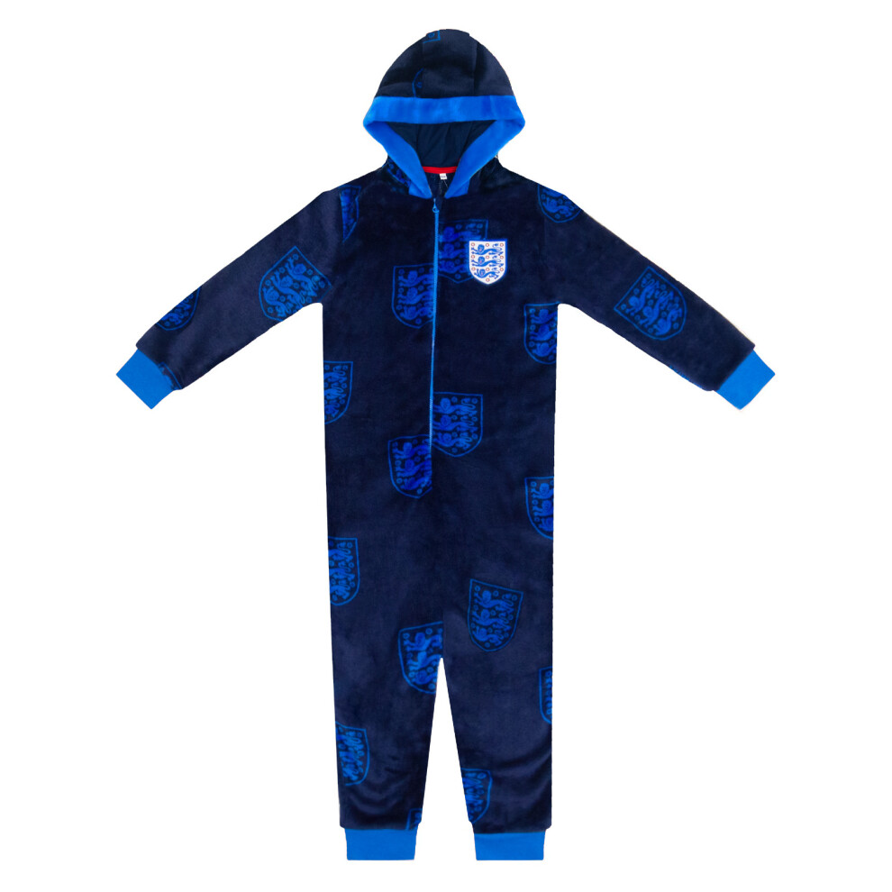 (Navy Blue, 10-11 Years) England Boys Pyjamas All-In-One Loungewear Kids OFFICIAL Football Gift