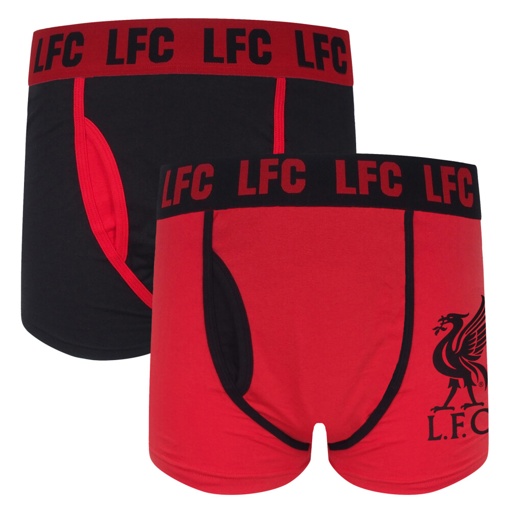 (Red 2 Pack, Medium) Liverpool FC Official Football Gift Mens Crest Premium Boxer Shorts