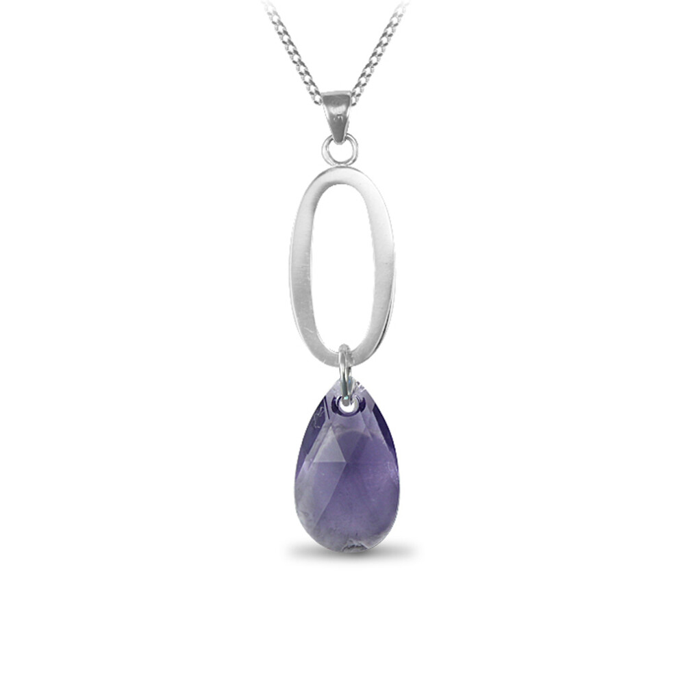 Jewelco London Sterling Silver Crystal coloured tear drop Necklace Shamballa Chain - ANC014