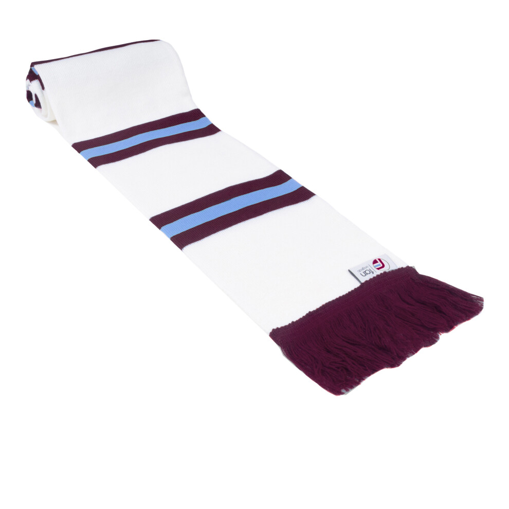 (White) Fan Originals Retro Football Bar Scarf in West Ham Colours Claret Blue