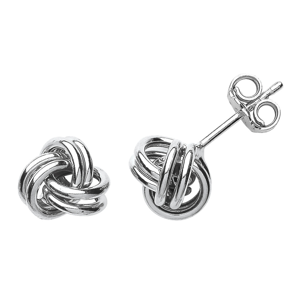 Jewelco London Ladies Sterling Silver Love Me Knot Stud Earrings - GVE512