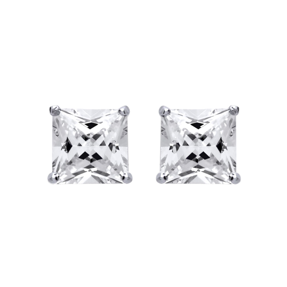 Jewelco London Ladies Sterling Silver Princess Cut Cubic Zirconia 4 Claw Solitaire Stud Earrings 3mm - SQ3