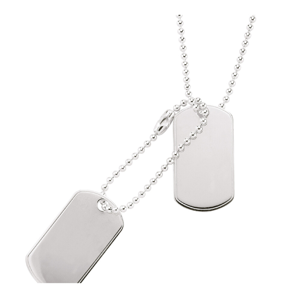 Jewelco London Mens Sterling Silver Military Double Dog Tag Pendant Necklace 20 inch - GVK042