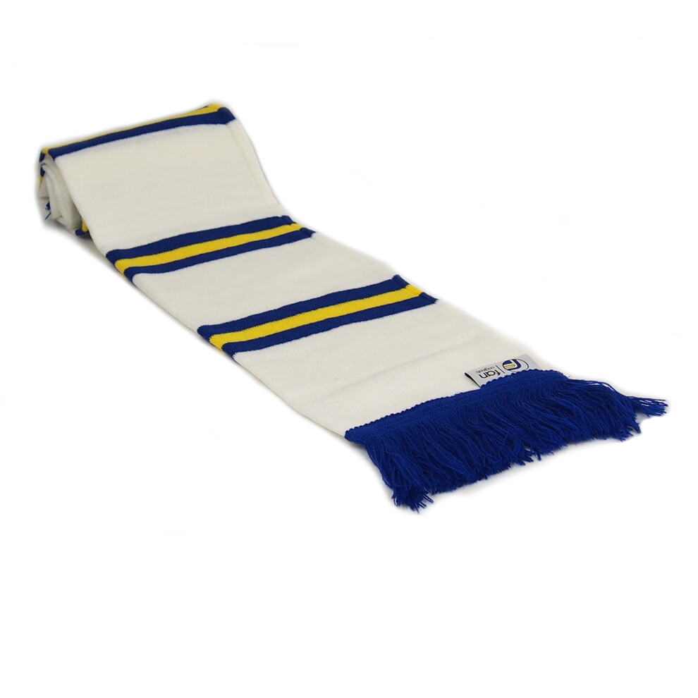 (White) fan originals Retro Football Bar Scarf in Leeds United Colours White Blue Yellow