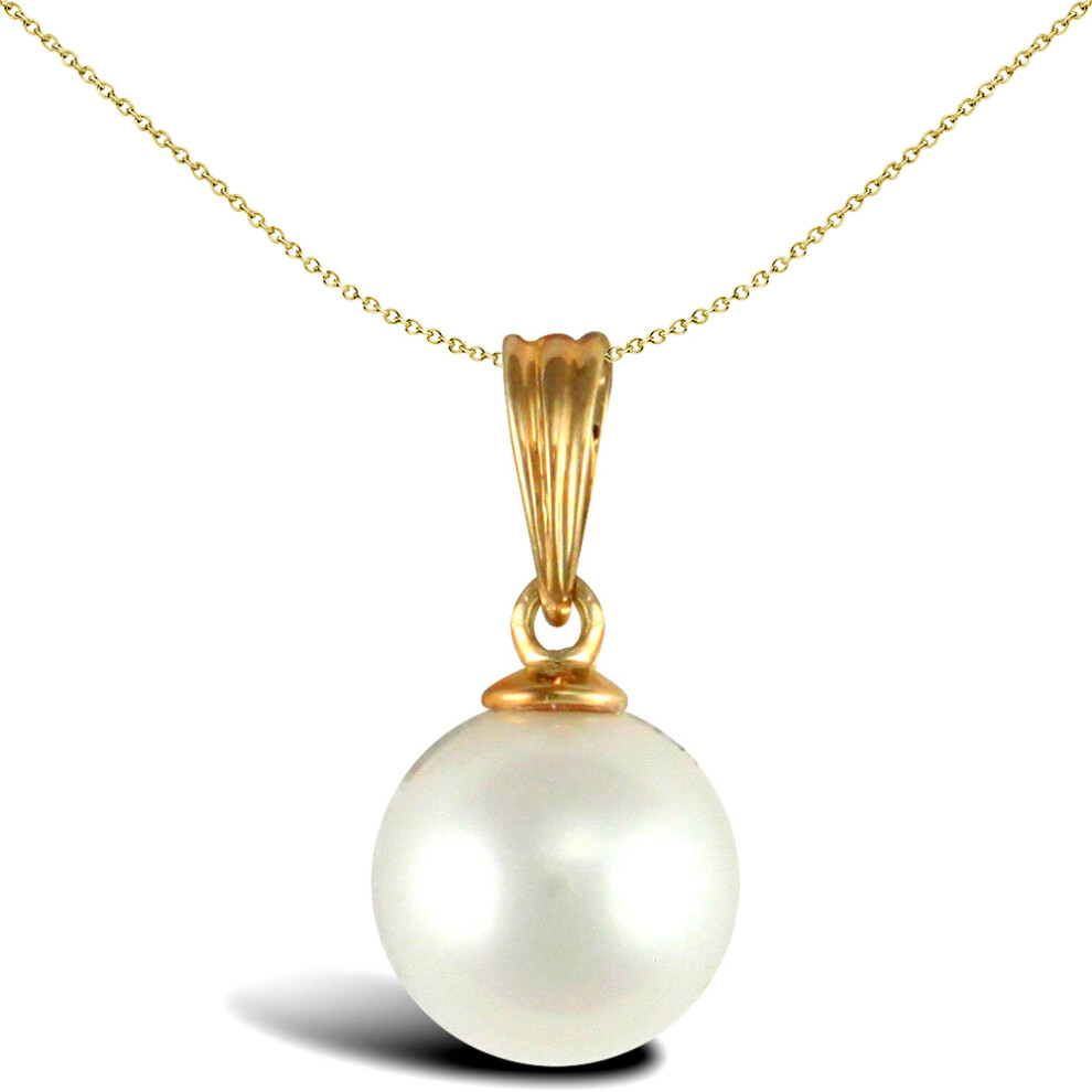 Jewelco London Ladies 9ct Yellow Gold Seawater Cultured Akoya Pearl Full Moon Pendant 7mm - JPD545