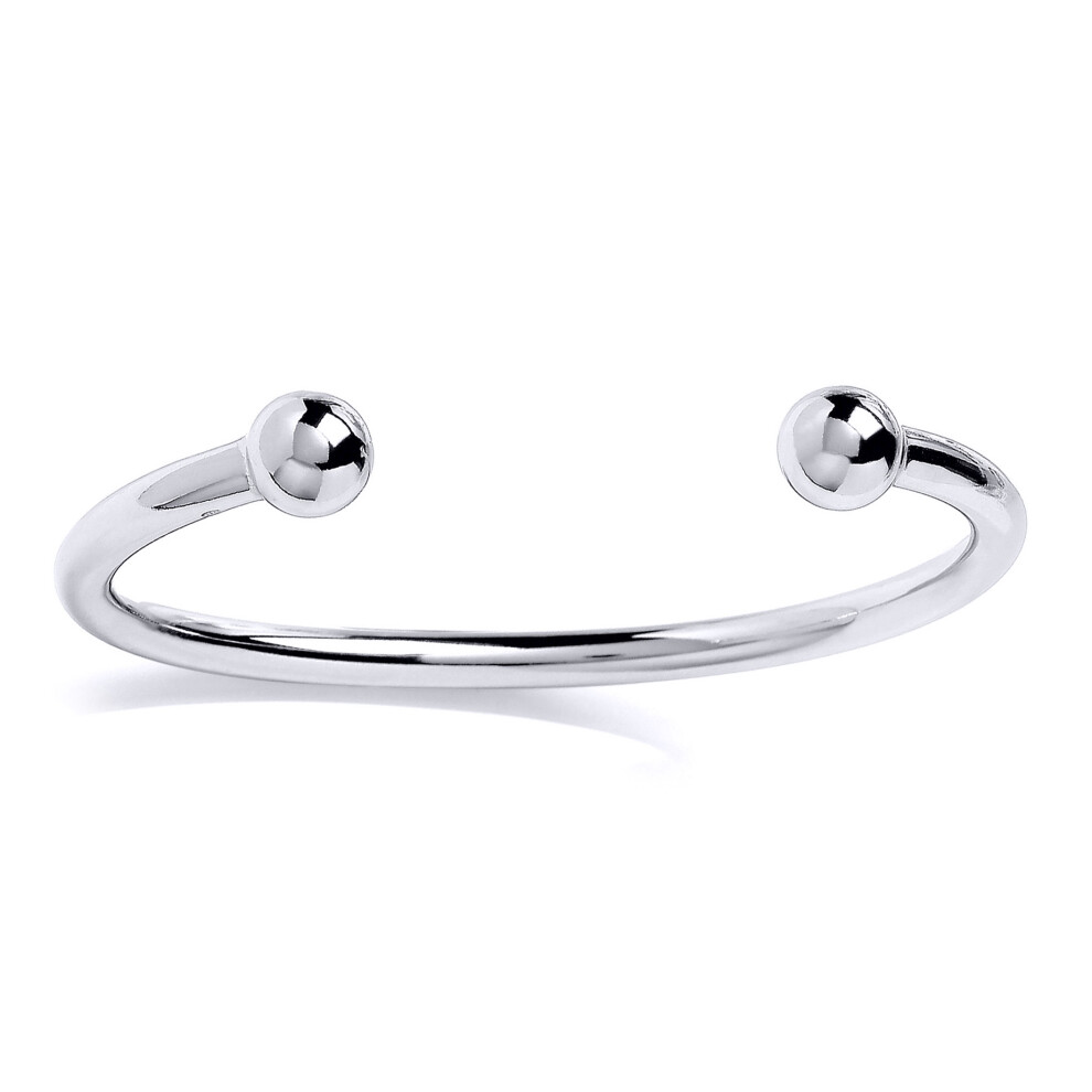 Silver  Classic Polished Torque Bangle5mm 10mm Balls - GVG131