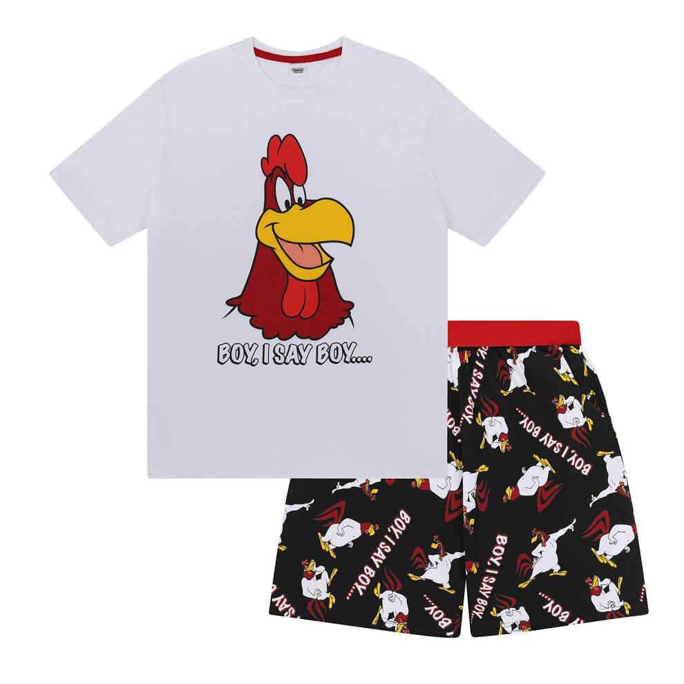 (White Foghorn Leghorn, Small) Looney Tunes Space Jam Taz Daffy Duck Elmer Fudd Official Mens Short Pyjamas