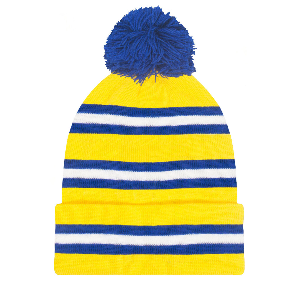 (Yellow, One Size) fan originals Retro Football Bobble Hat Leeds United Colours White Blue Yellow