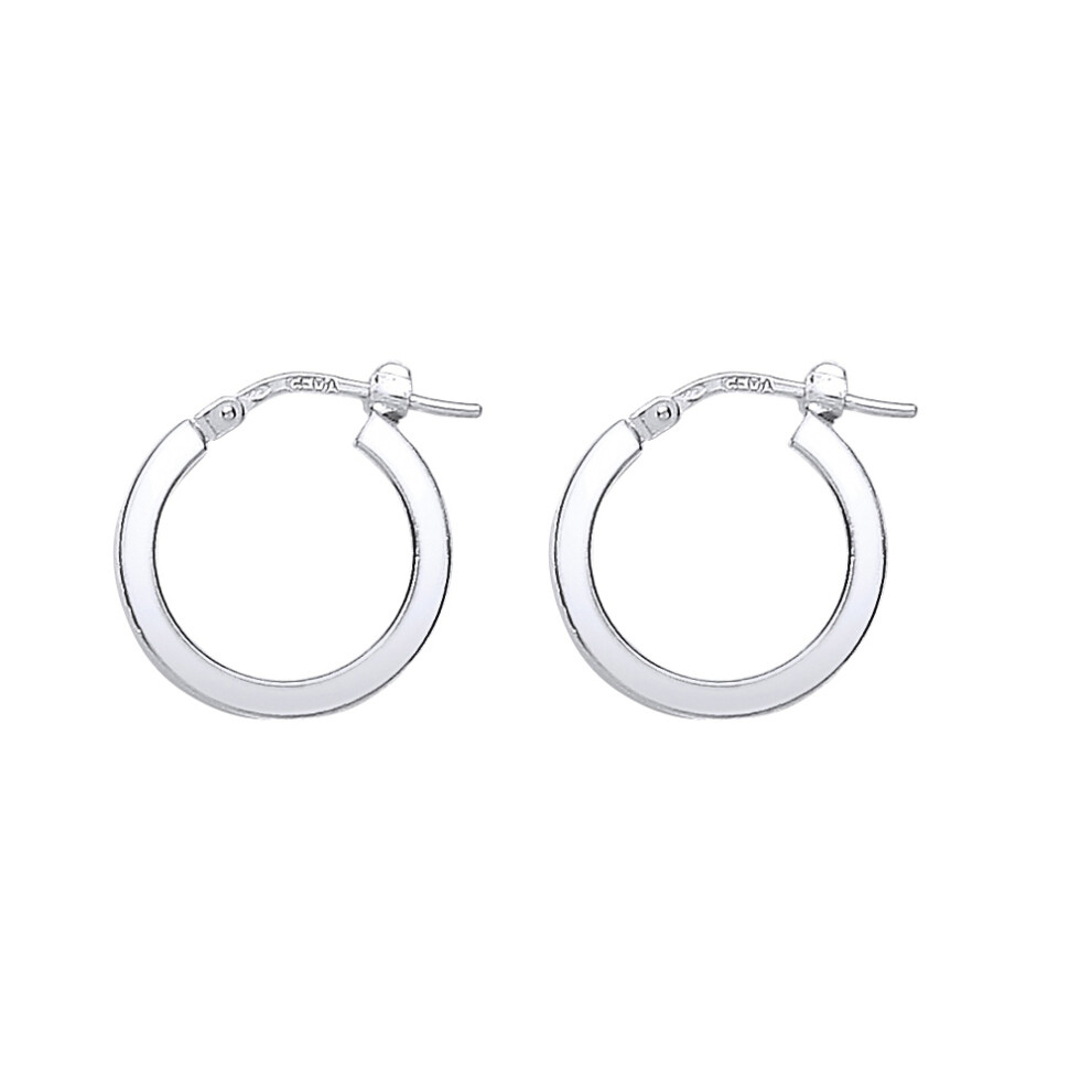 Jewelco London Ladies Sterling Silver Square Tube Polished Hoop Earrings 17mm 2mm - ER47