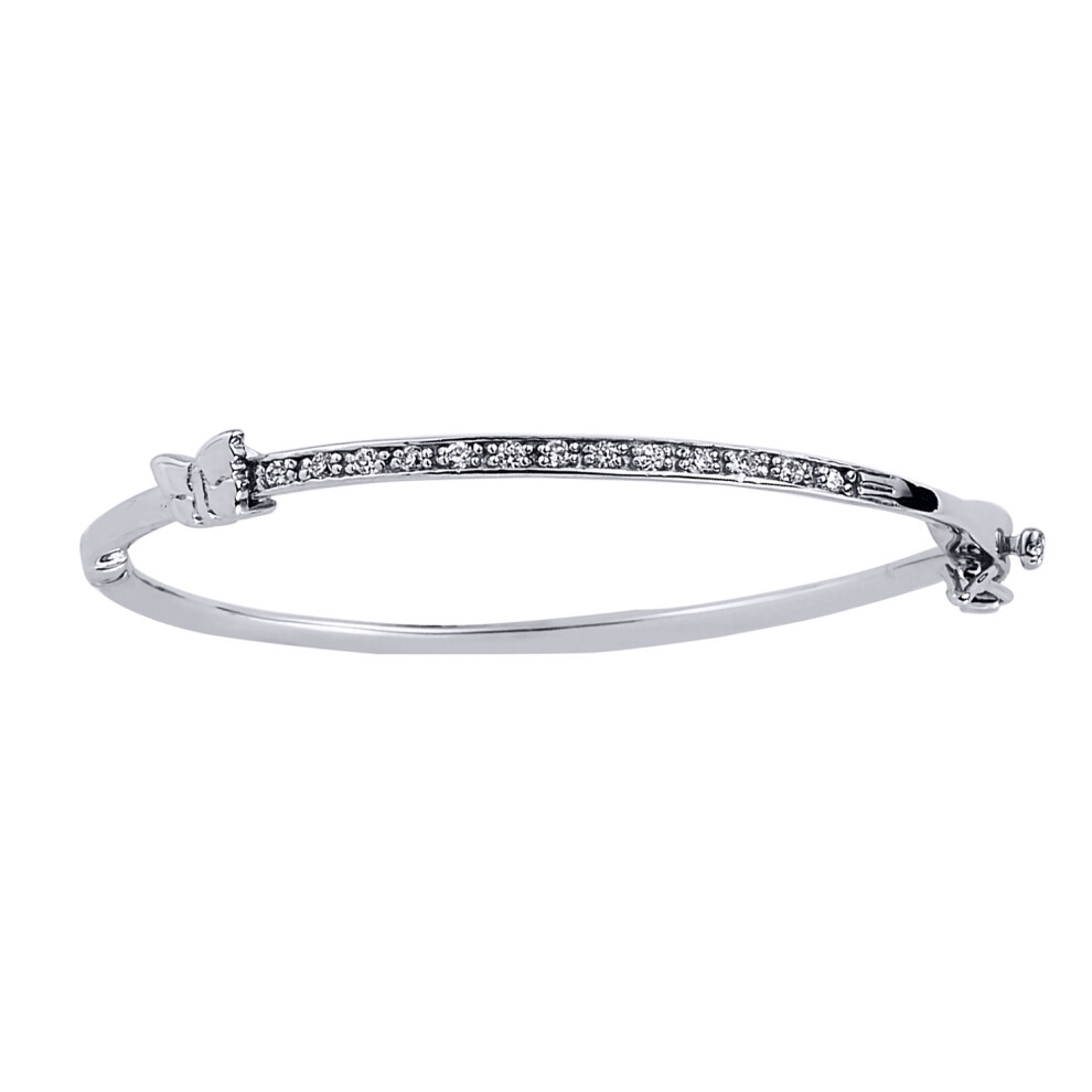 Jewelco London Girls Sterling Silver Cubic Zirconia Eternity Baby Bangle Bracelet - BN7