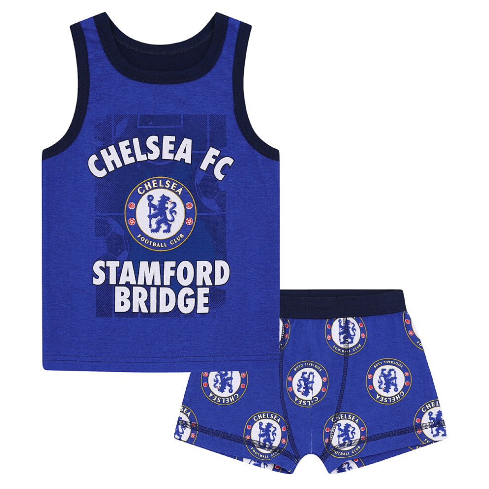 (6-7 Years) Chelsea FC Official Football Gift Boys Boxer Shorts & Vest Set