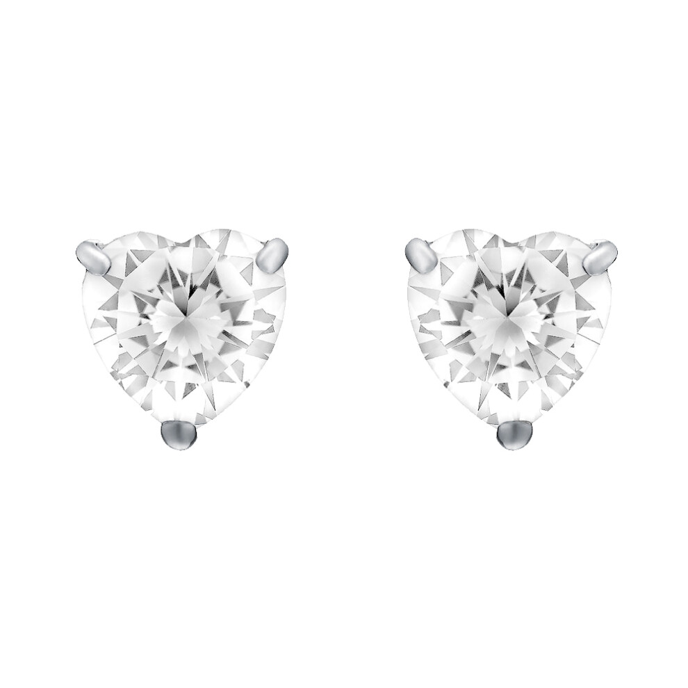 Jewelco London Ladies Sterling Silver Heart Cubic Zirconia Love Heart Solitaire Stud Earrings 3mm - HT3