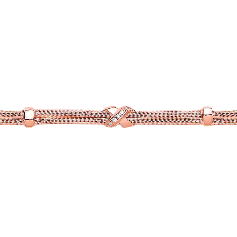 Jewelco London Rose Gold-Plated Sterling Silver Cubic Zirconia Correana Infinity Kiss Bracelet - GVB214ROSE