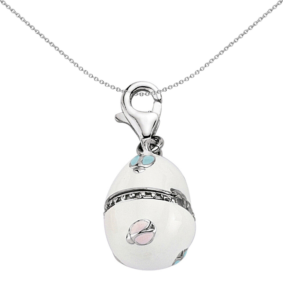 Jewelco London Unisex Sterling Silver Openning Faberge Egg Lobster Clasp Link Charm - CM043