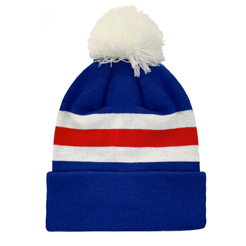 (Blue) fan originals Retro Football Knitted Hat in Rangers Colours Blue White Red