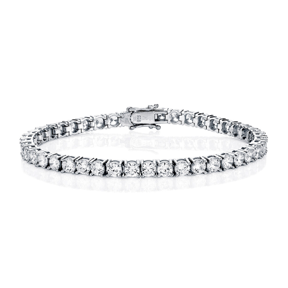 Jewelco London Rhodium Coated Sterling Silver Cubic Zirconia Claw set Tennis Bracelet 3.2mm 5.00CTS - ABB115A