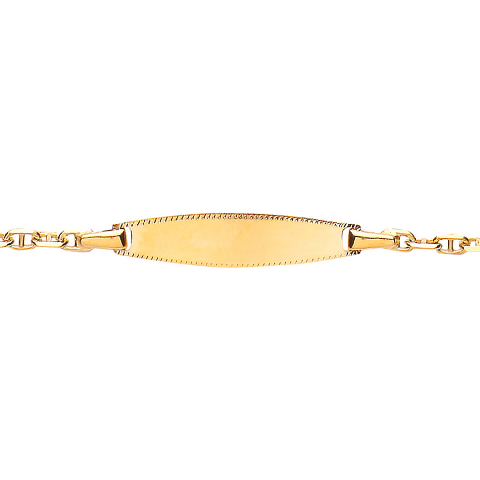 Jewelco London Kids Yellow Gold-Plated Sterling Silver Marine Link ID Identity Bracelet 5mm 5.5 inch - ID27