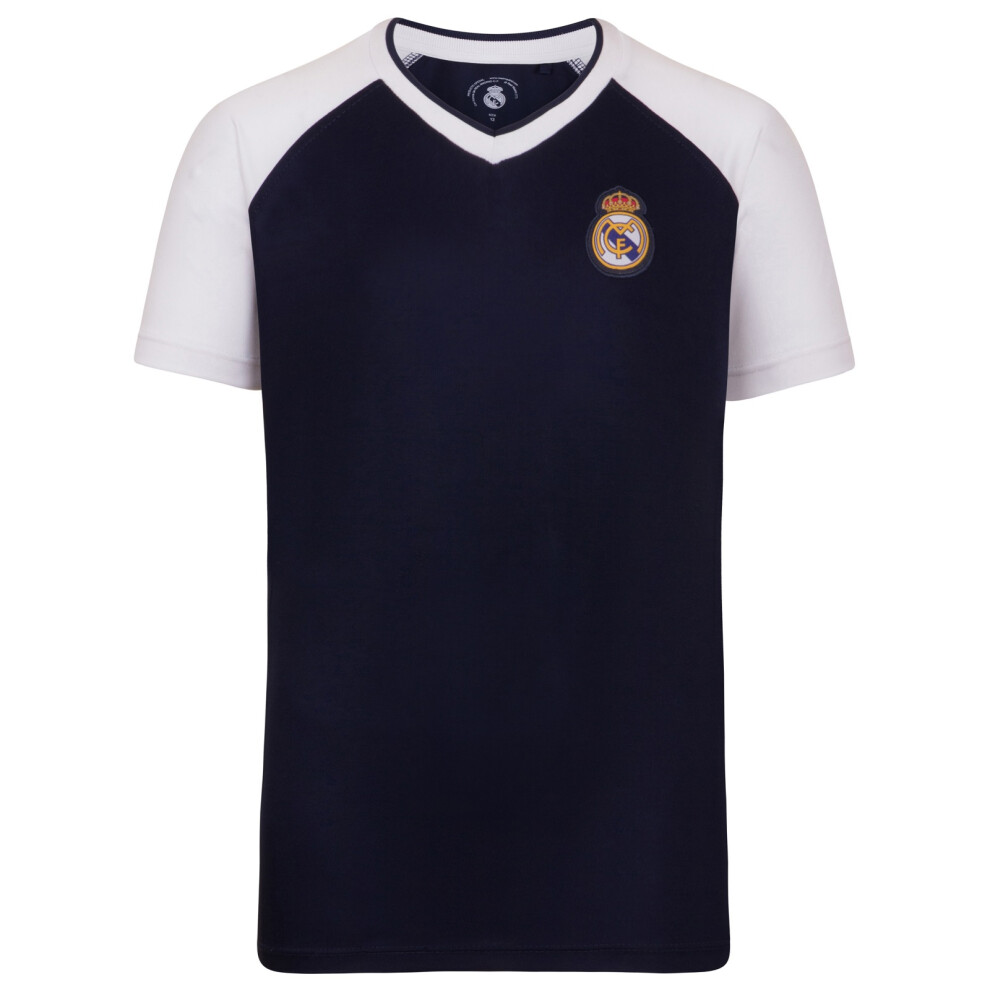 (Navy V Neck, 6 Years) Real Madrid Boys T-Shirt Poly Training Kit Kids OFFICIAL Football Gift