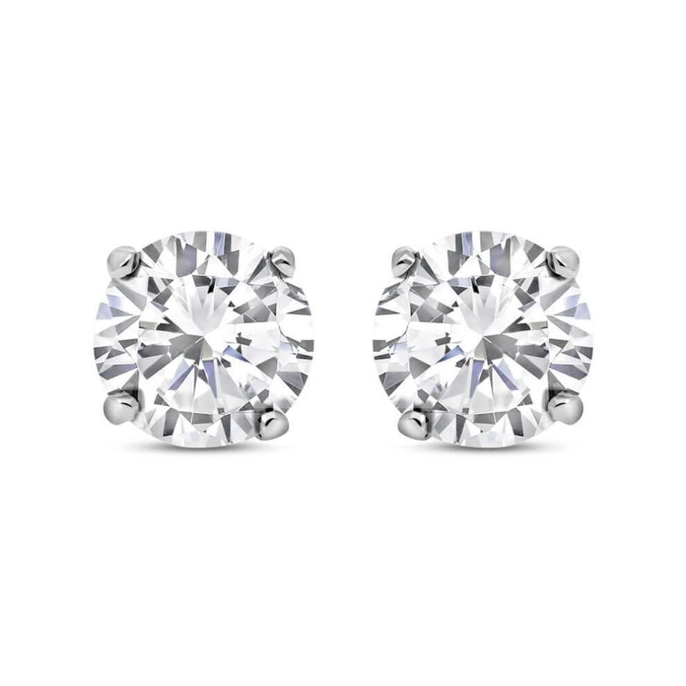 Jewelco London Ladies Sterling Silver Cubic Zirconia 4 Claw Solitaire Stud Earrings 3mm - RD3