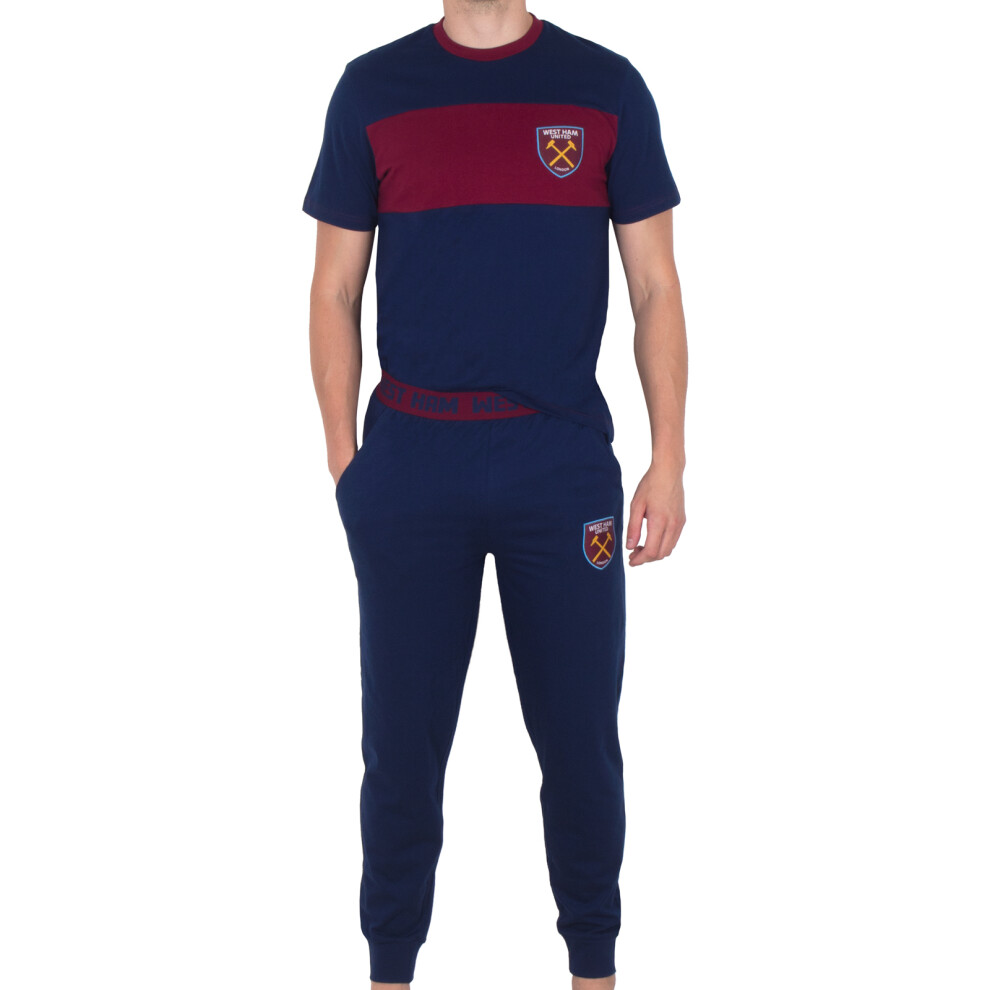 (Medium) West Ham United FC Mens Pyjamas Long Premium Set OFFICIAL Football Gift