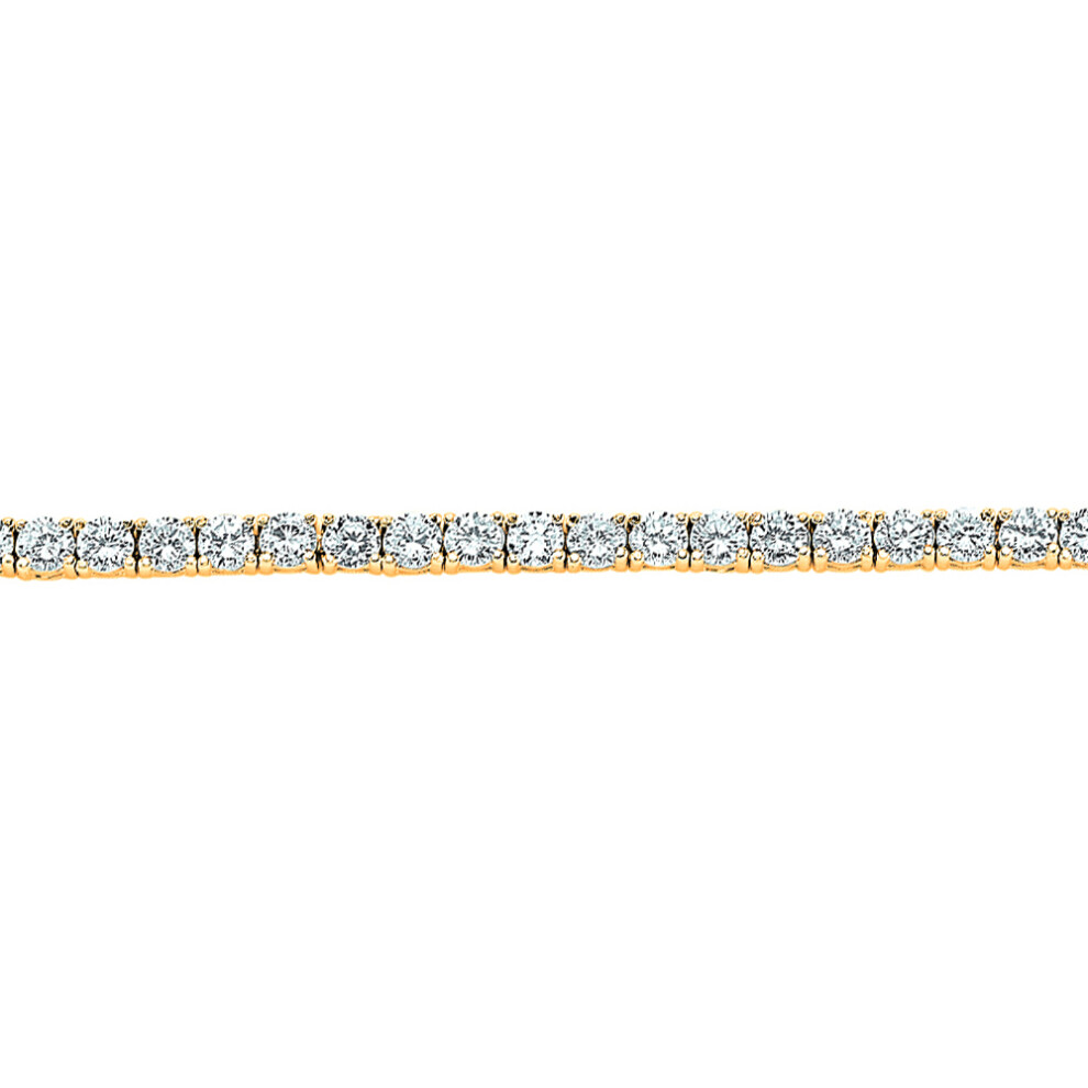 Jewelco London Ladies Yellow Gold-Plated Sterling Silver Cubic Zirconia 4 Claw Line Tennis Bracelet 5mm 7.5 inch - GVB096G