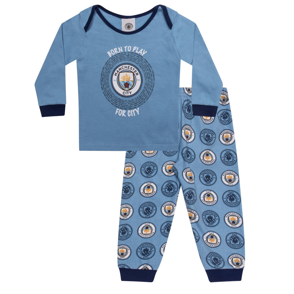 (3-6 Months) Manchester City Baby Pyjamas Long Boys Kids Official Football Gift