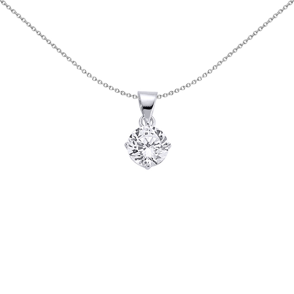 925 Sterling Silver  8mm 2 Carat CZ Solitaire Pendant - GVP140