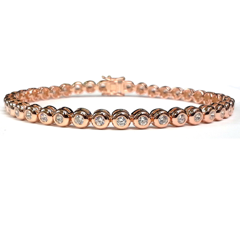 Jewelco London Rose Gold-plated sterling silver cubic zirconia tennis bracelet - ABB116C