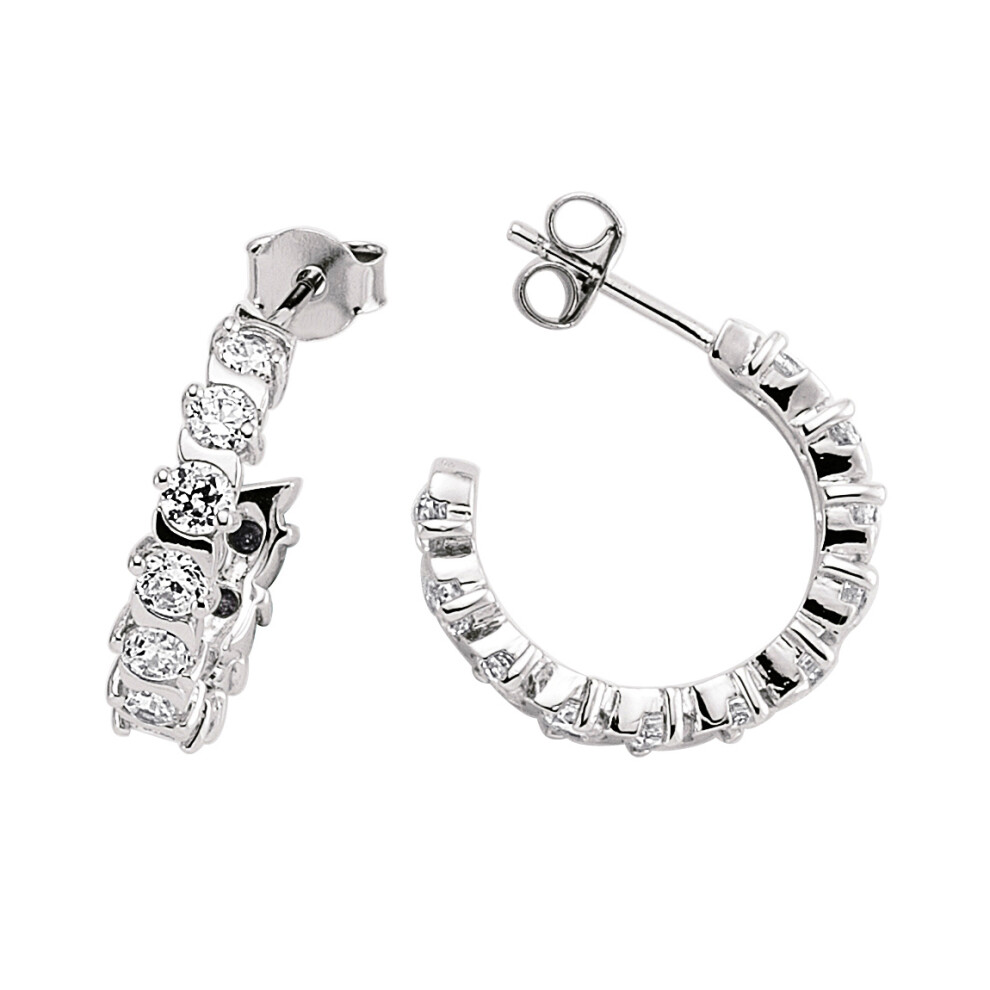 Jewelco London Ladies Sterling Silver Cubic Zirconia Eternity Hoop Earrings 18mm - GVE195