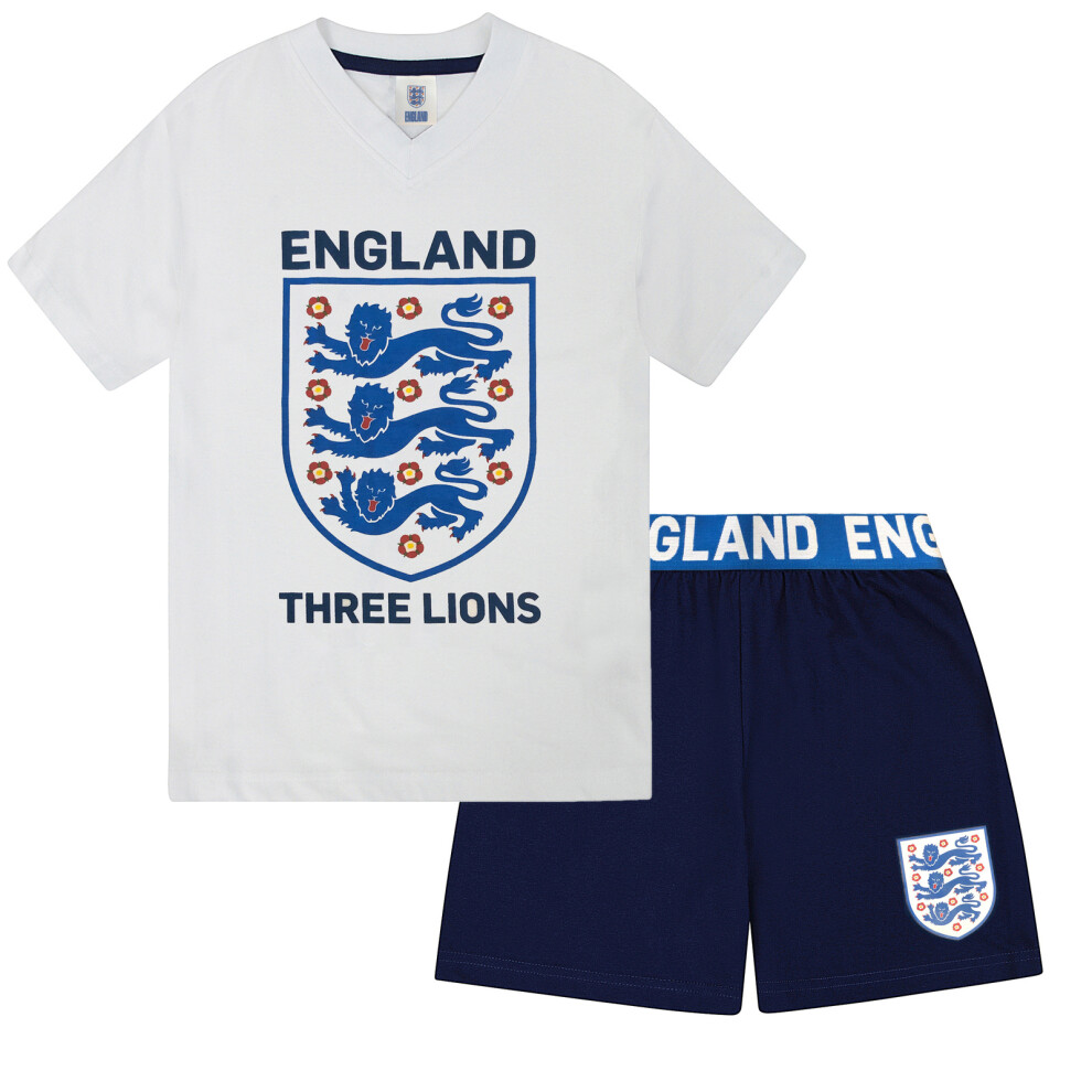 (12-13 Years) England Three Lions Official Football Gift Boys Short Pyjamas