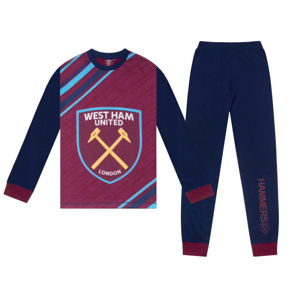 (13-14 Years) West Ham United FC Boys Pyjamas Long Sublimation OFFICIAL Football Gift