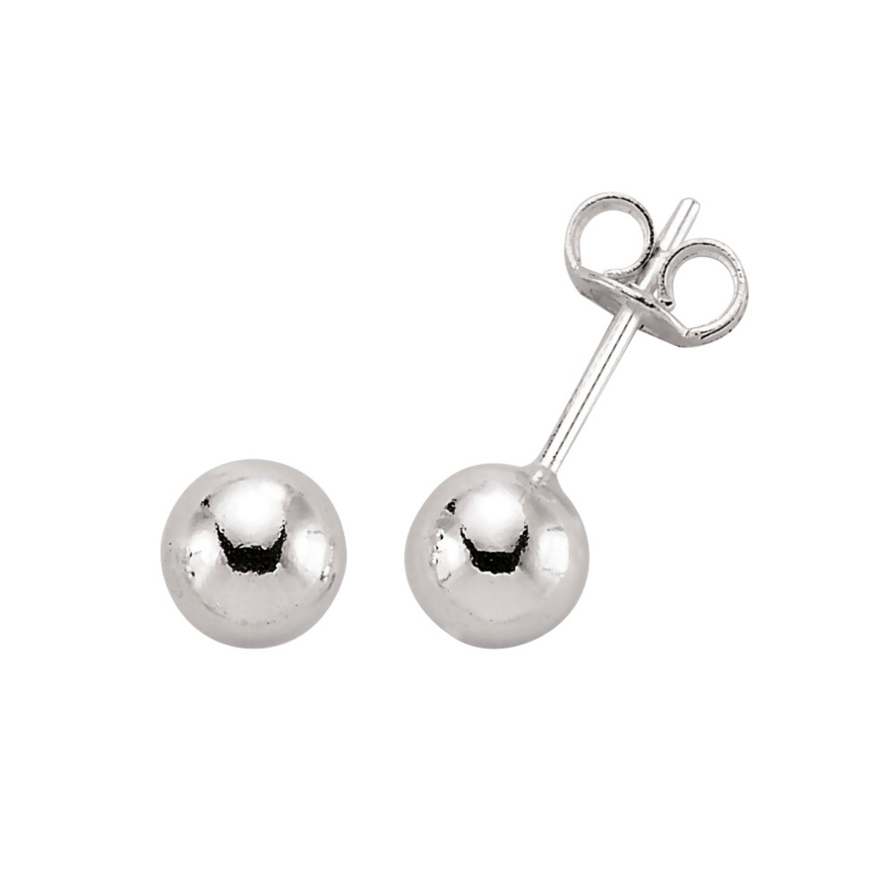 Jewelco London Ladies Sterling Silver Ball Stud Earrings - GVE158-6MM