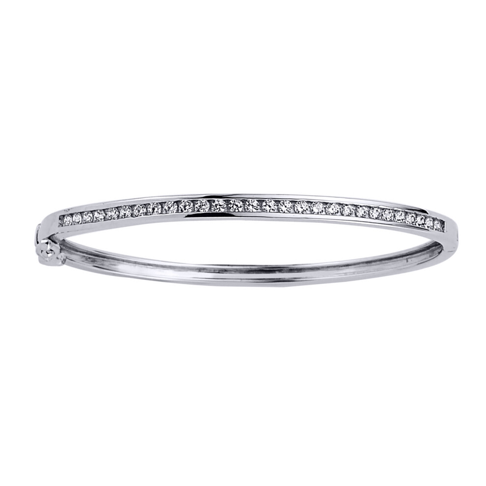 Jewelco London Girls Sterling Silver Cubic Zirconia Eternity Baby Bangle Bracelet - GVG064