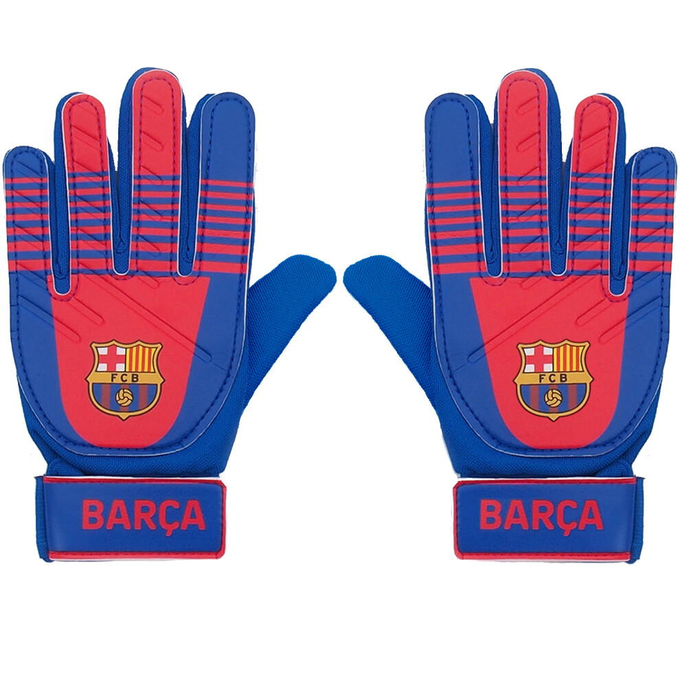 (Blue BARCA, Youths: 10-16yrs) FC Barcelona Official Football Gift Kids Youths Goalkeeper Goalie Gloves