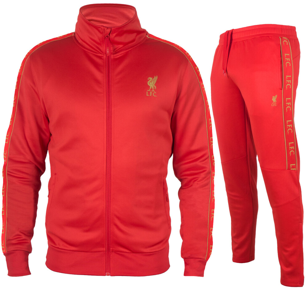 (Red, Small) Liverpool FC Mens Tracksuit Poly Jacket & Pants Set OFFICIAL Football Gift