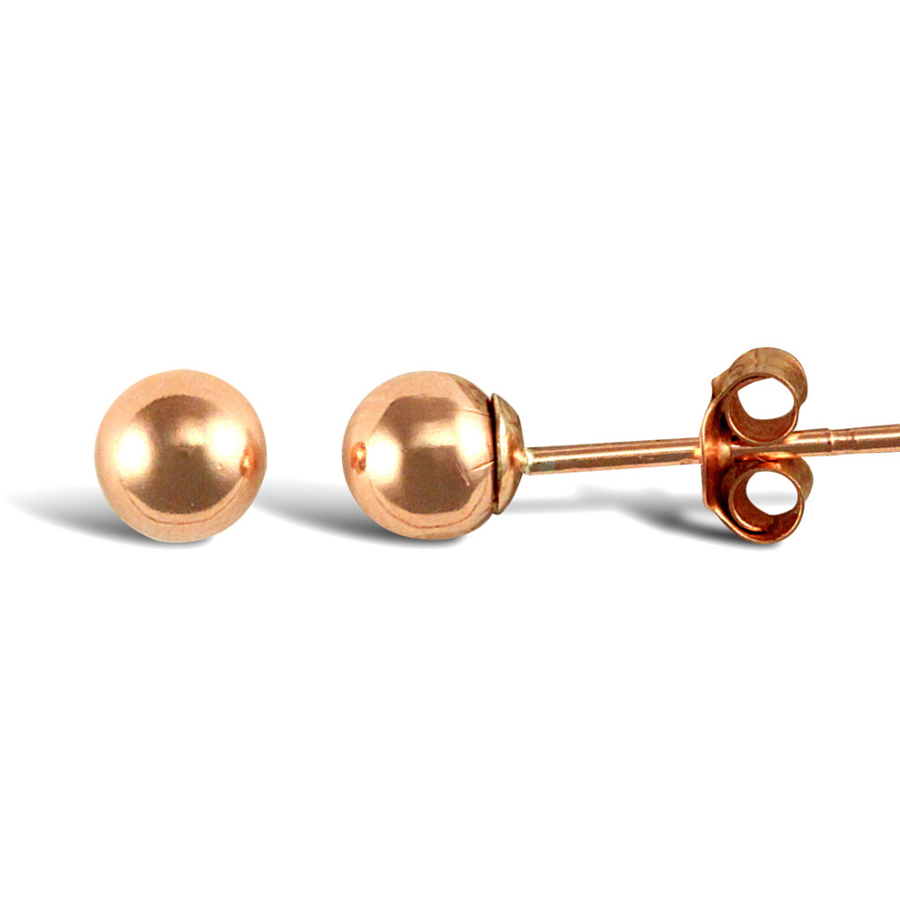 9ct Rose Gold  Ball Bead Stud Earrings, 4mm - JES314