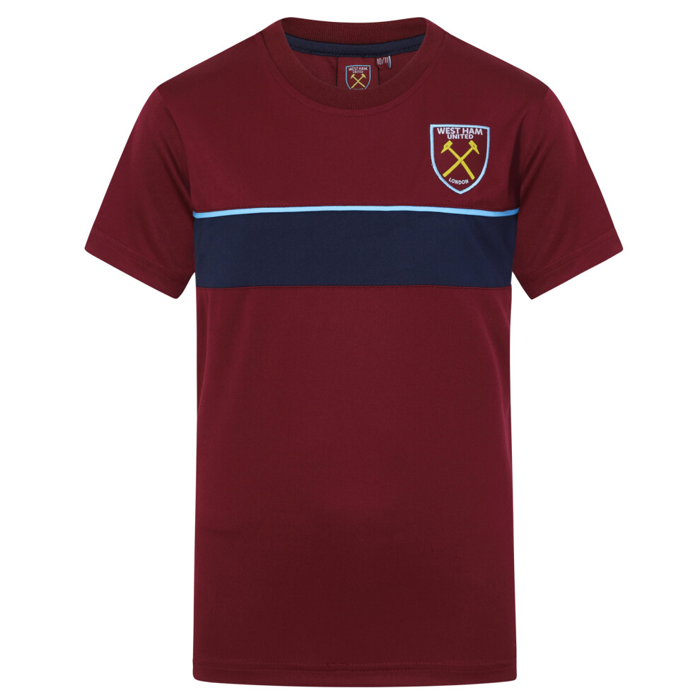 (Claret, 4-5 Years) West Ham United Boys T-Shirt Poly Training Kit Kids OFFICIAL Football Gift