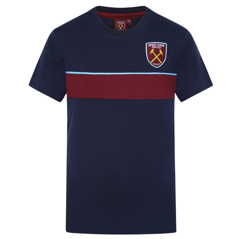 (Navy Blue, 4-5 Years) West Ham United Boys T-Shirt Poly Training Kit Kids OFFICIAL Football Gift