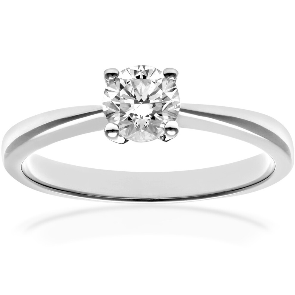 (O) Jewelco London 18ct White Gold Engagement Ring, IJ/I Certified Diamond, Round Brilliant, 0.50ct, White Gold