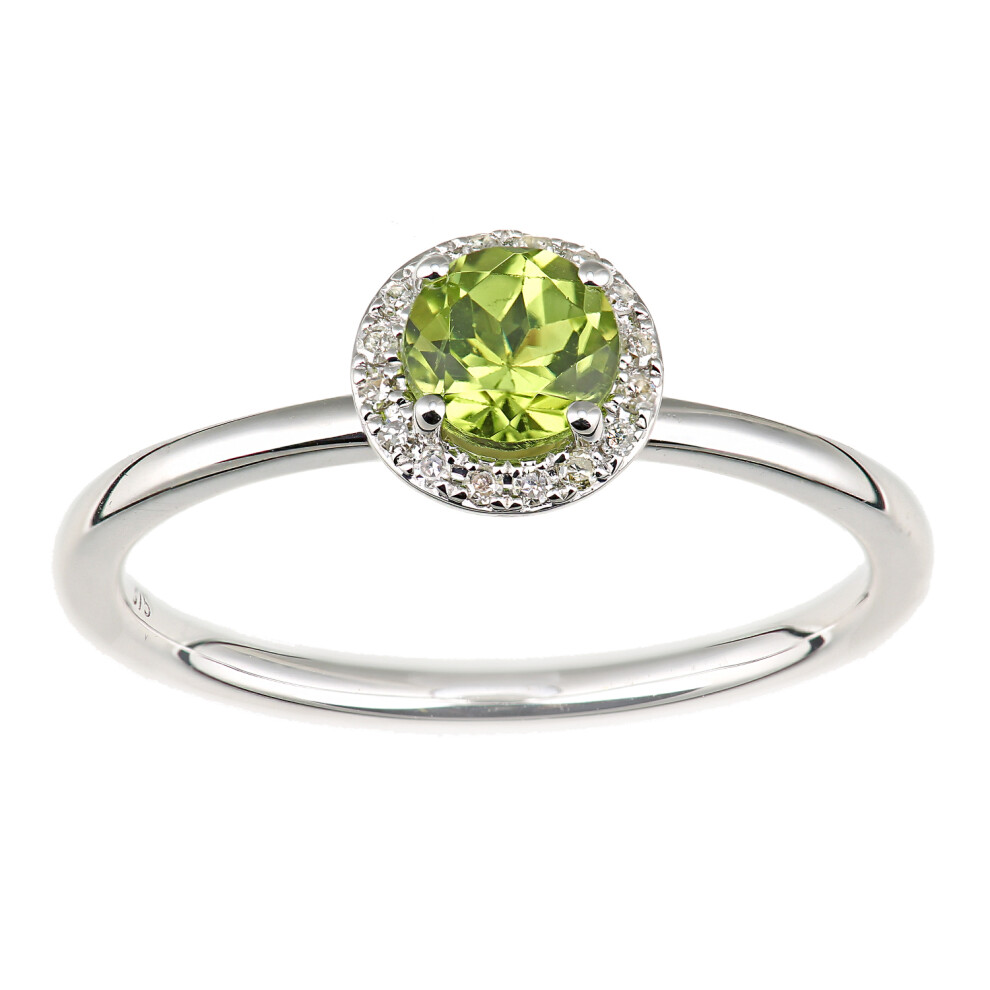(L) Jewelco London 9ct White Gold Peridot and Diamond Cluster Halo Ring-image-OPC-P8HKC57-NEW