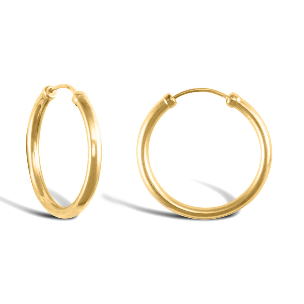 9ct Gold  Capped Sleeper 1.5mm Hoop Earrings 18mm - JER741B