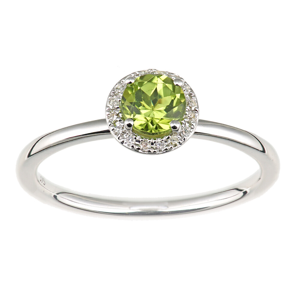 9ct White Gold  5pts Diamond 0.59ct Peridot Halo Cluster Ring - DR1AXL682WPD