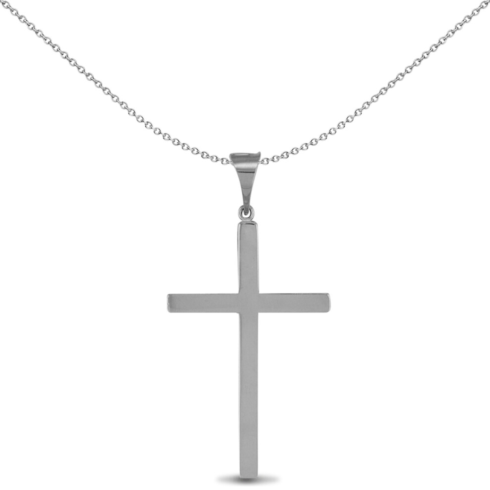 Jewelco London Sterling Silver solid stamped  Cross Pendant - 18 inch Chain - APX010