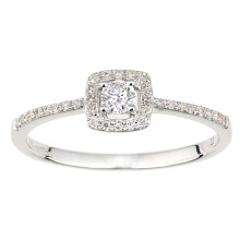 (M) Jewelco London 9ct White Gold Diamond Round Halo Engagement Ring