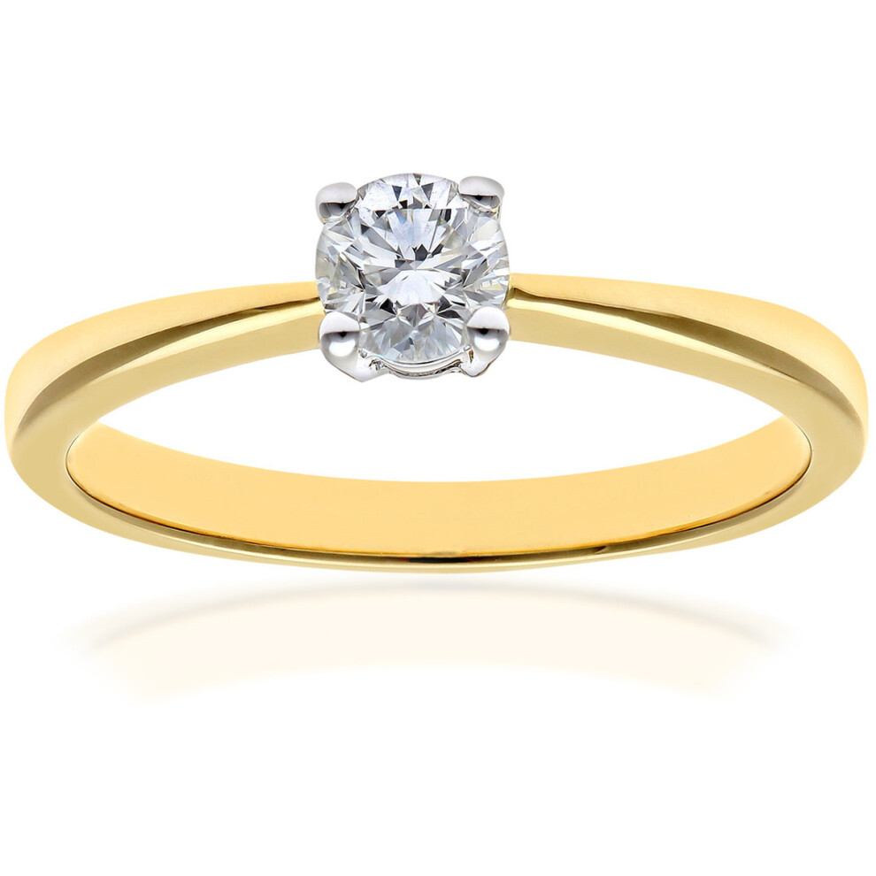 (L) Jewelco London 18ct Yellow Gold Engagement Ring, IJ/I Certified Diamond, Round Brilliant, 0.33ct, Yellow Gold