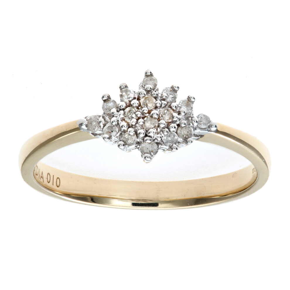 (U) Jewelco London 9ct Yellow Gold Diamond Cluster Ring - PR0AXL5085Y
