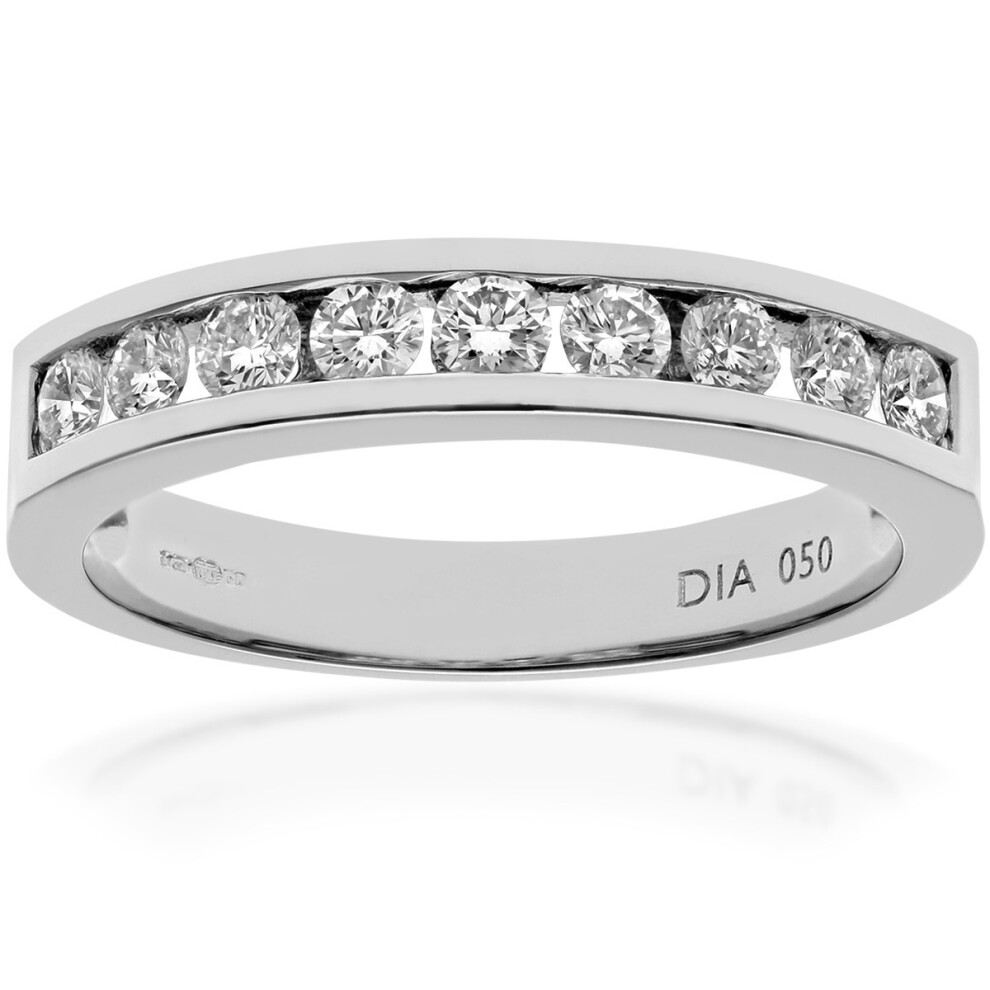 18ct White Gold  1/2ct Diamond 9 Stone Channel Eternity Ring 3mm - PR0AXL3701W18HSI