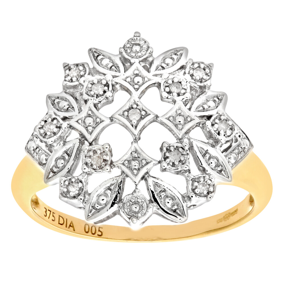 (V) Jewelco London 9ct Yellow Gold Diamond Cluster Ring-image-OPC-P8HKDVP-NEW