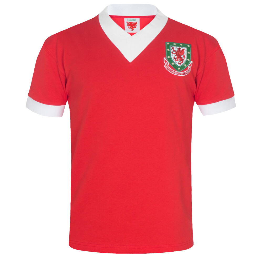 (Red 1958 No.9, Xl) Wales Cymru FAW Official Gift Mens Retro 1958/1976/1984 Football Kit Shirt Red