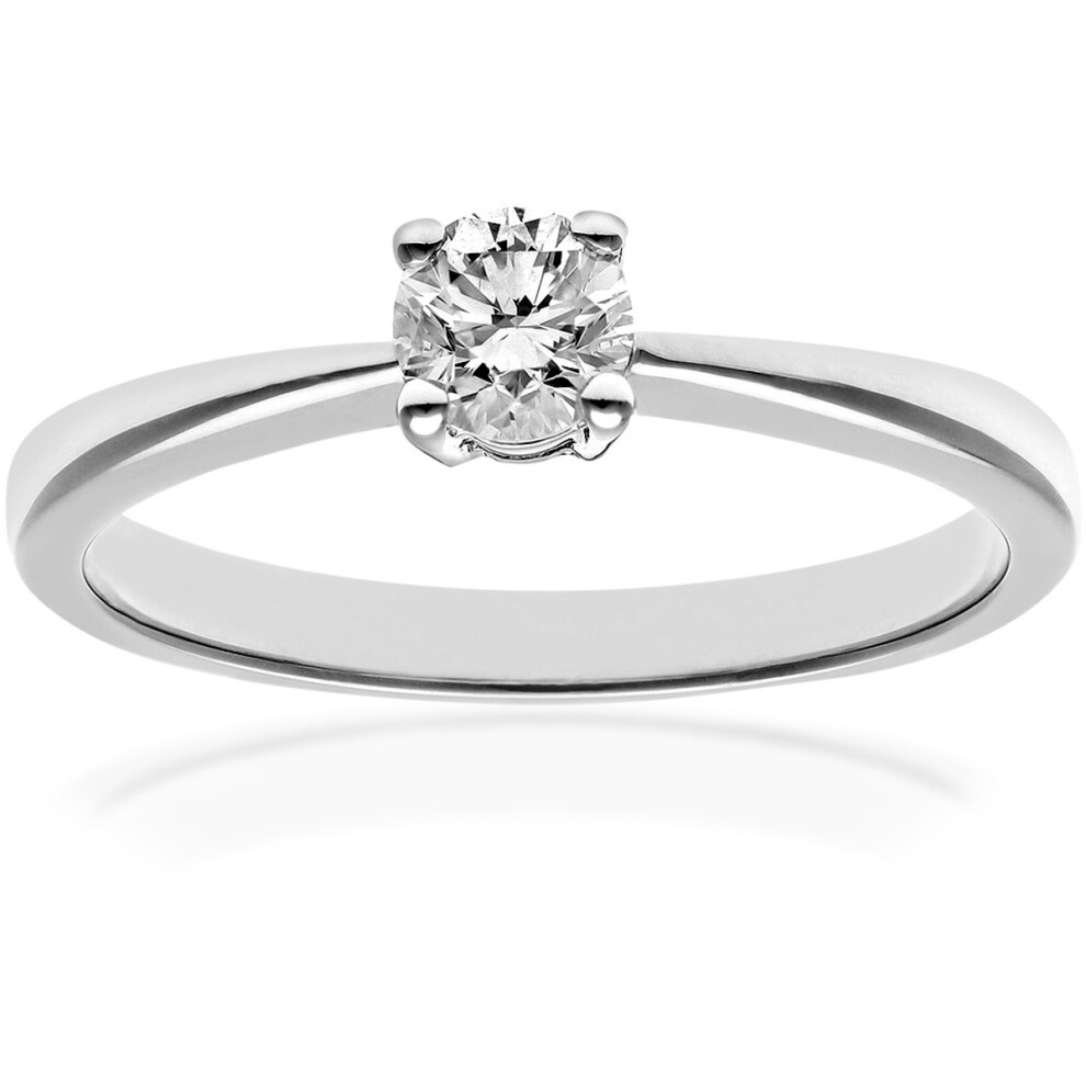 (J) Jewelco London 18ct White Gold Round 1/3ct Diamond 4 Claw Solitaire Engagement Ring - PR0AXL4306W18JPK